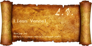 Liess Vencel névjegykártya